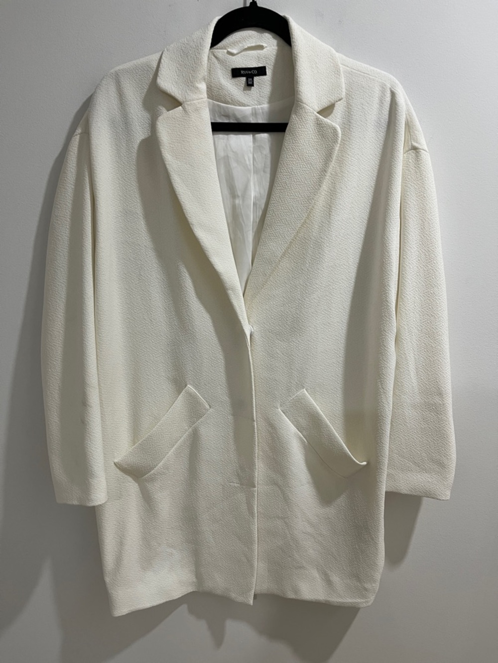 RW&Co Women’s Blazer S/M White Cocoon Jacket Oversized Layering Spring *As Is